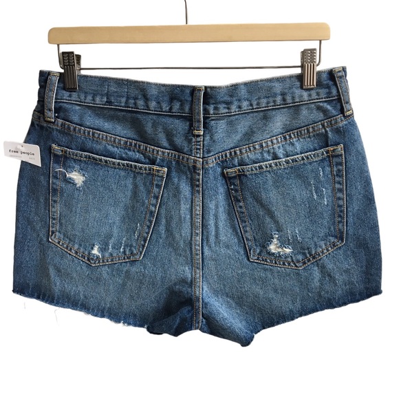 Free People Sophia Mid Rise Distressed Buttonfly Cut Off Denim Jean Shorts 31 - Picture 3 of 15